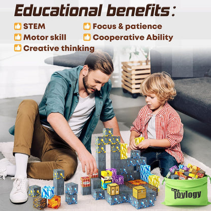 Magnetic Blocks-Build Mine Magnet World Sword Edition Mine Sword Caverns Magnet Building Craft Toddler Toys for Boys & Girls Age 3-4 4-5 6-8, Sensory Montessori Toys for Kids for 3+