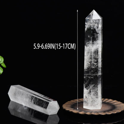 WUYOUSHI Large Clear Quartz Healing Crystal Tower 5.9-6.69" Natural Crystal Wand 6 Faceted Chakra Crystal Point Reiki Meditation Therapy
