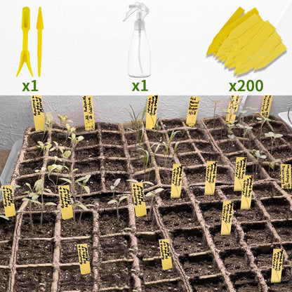 SYITCUN 320 Cells Seed Starter Tray, 20 Pack Seed Starter Kit, Peat Pots for Seedlings with 200 Plant Labels, 2 Seed Planting Tool and 1 Spray Bottle
