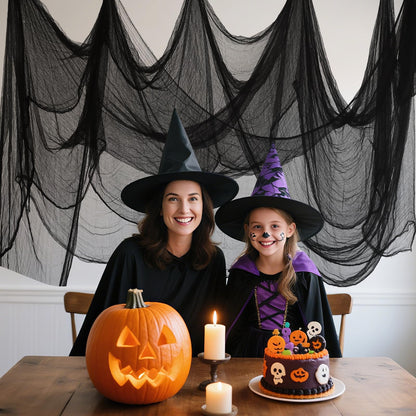 Bittesnew Halloween Creepy Cloth Black 200" x 80" Halloween Spooky Fabric Cloth, Halloween Gauze Cloth, Halloween Decorations Outdoor Indoor