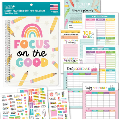 Hadley Designs Teacher Planner 2025-2026 – Lesson Planner Book for Teachers Must Haves, Undated Teacher Planners, Lesson Plan Notebook, Homeschooling Planners, Teachers Appreciation Gifts