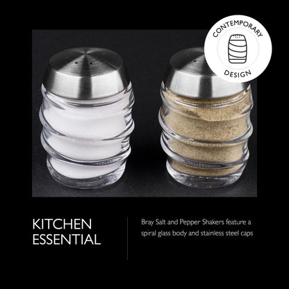 Cole & Mason Bray Salt & Pepper Shaker Set - Wide Neck Salt and Pepper Shakers - Inverted Shaker Set - Partially Filled Spice Tools - Hand Wash Kitchen Tools - Clear