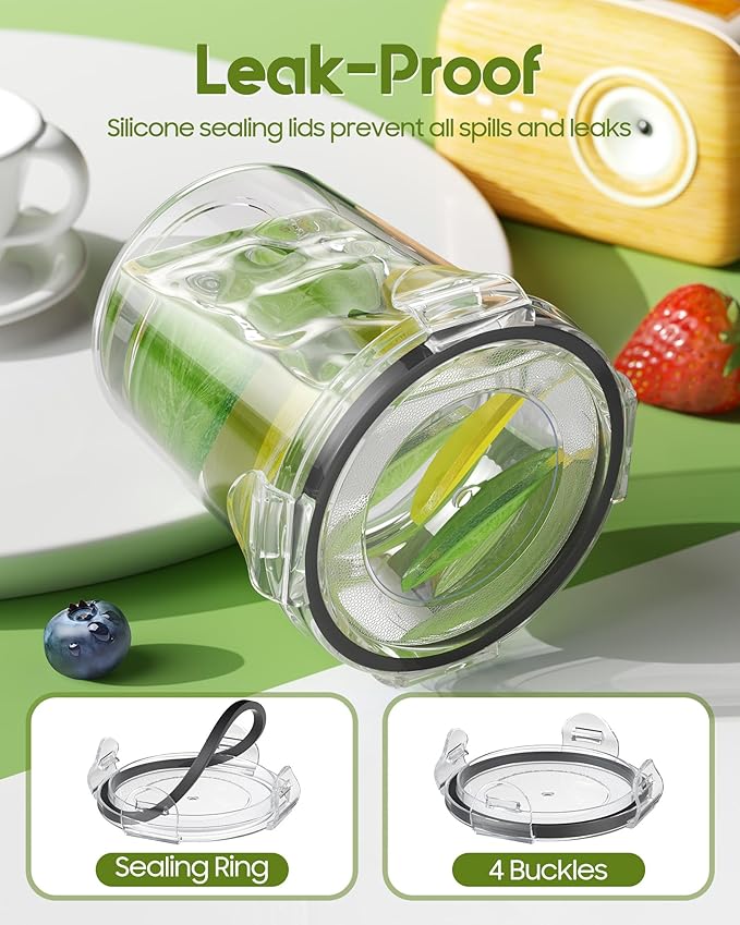 Canfanni Overnight Oats Containers with Lids, 4 Pack 13oz Overnight Oats Jars, Plastic Mason Jars, BPA Free, Portable, Leak Proof Oatmeal Containers for Yogurt, Soup, Cereal, Milk and Salad