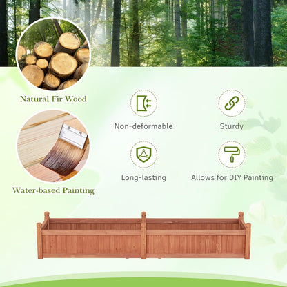 HAPPYGRILL Raised Garden Bed, Wood Elevated Flower Box with 8 Drain Holes, Liner, for Flowers, Vegetables, Herbs, Fruits, Outdoor Planter Box for Backyard, Garden, Lawn, 89" x 23.5" x 16"