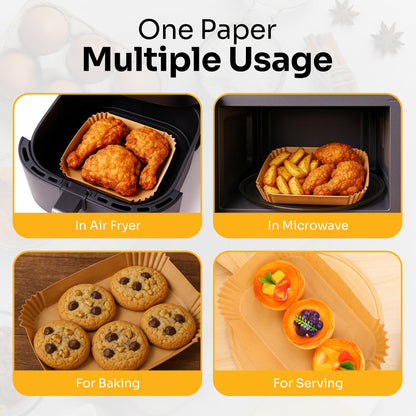 Air Fryer Liners Disposable – 125 pk 8" Unbleached Non-Stick Parchment Paper, Fits 5-8 QT Basket, Air Fryer Liners | Airfryer Liners