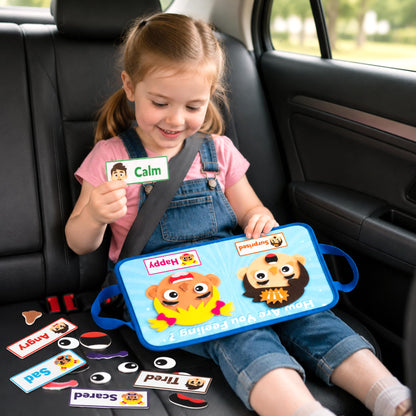 WATINC Travel Felt Board Story Set - Portable Felt Board Educational Birthday Gift for Boys Girls, Themed Storytelling Preschool Early Learning Interactive Play Kit for Toddlers (Emotional)