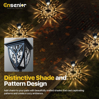 Ensenior Solar Garden Lights - 3000K LED, Waterproof, Black, 6-Pack, Model CP1-9CM-30K-06-BL-ZY-M02