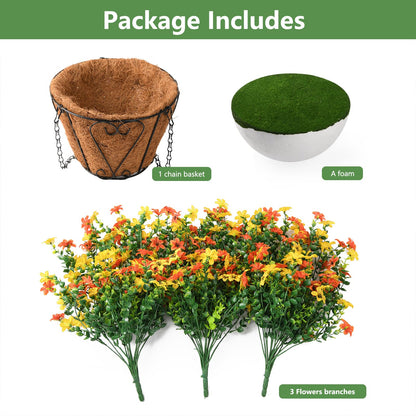 INQCMY Artificial Fake Hanging Flowers Plants Baskets for Outdoor Fall Decoration,Faux Silk Flower in Planter UV Resistant Look Real for Home Outside Porch Garden Yard Patio Decor