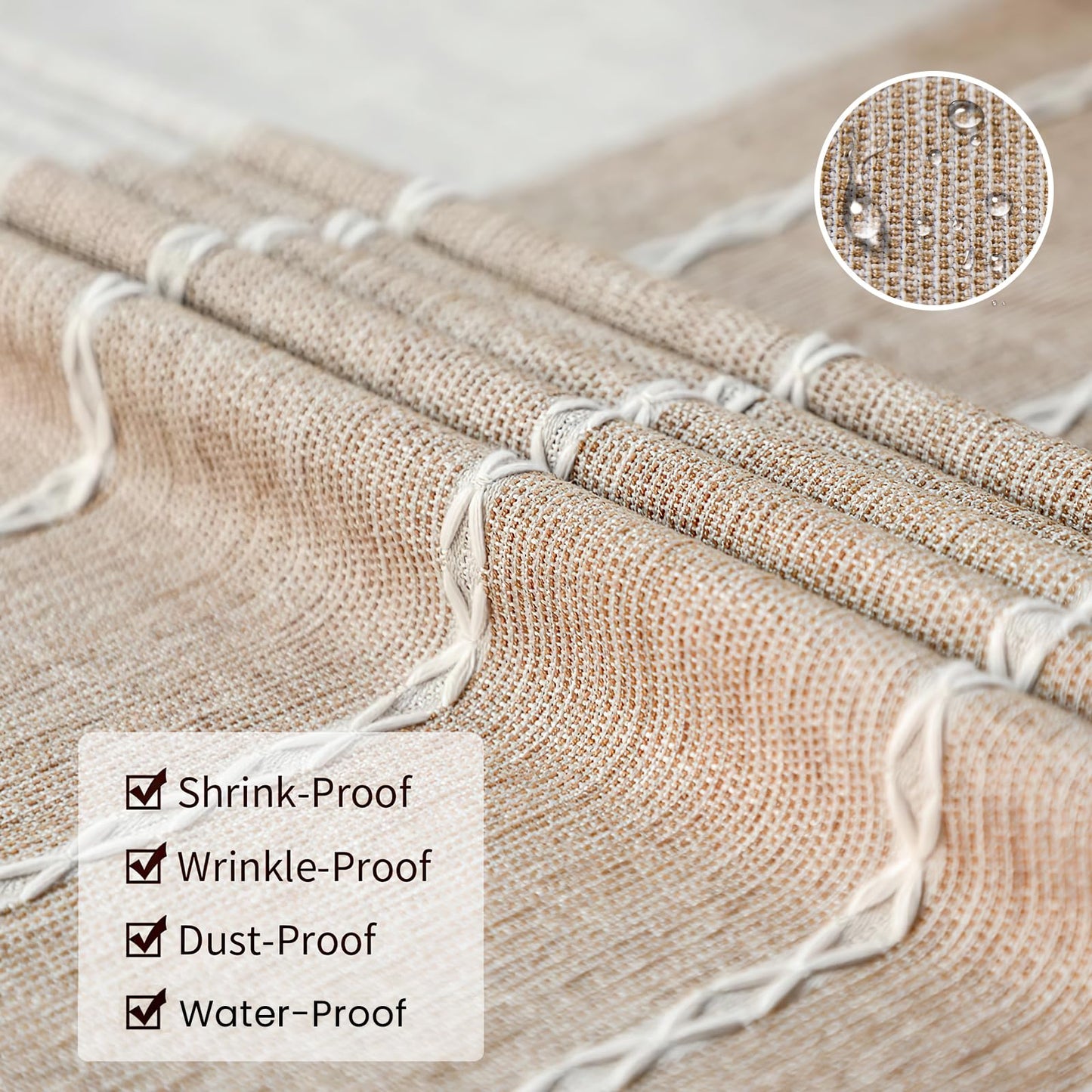 Warm Star Tablecloths,Cotton Linens Wrinkle Free Anti-Fading,Tabletop Decoration Washable Dust-Proof,Table Cover for Kitchen Dinning Party, Light Coffee, Rectangle/Oblong, 55''x86'',6-8 Seats