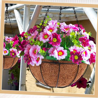 Dandat 12 Pack Hanging Planter Basket Outdoor Large Hanging Flower Pots Indoor 10 inch with Coco Coir Liner Round Wire Plant Holder Chain Basket Garden for Home Decor Balcony Office