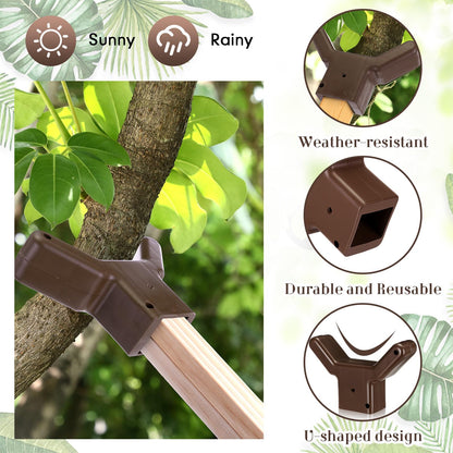 Yungyan 2 Pcs Tree Support, Plastic Fruit Branch Support Device Tree Brace Prevent Them from Breaking for Vineyards Ornamental Gardens Orchards Fits on Standard 1.57 x 1.57 Inch Lumber (Brown)