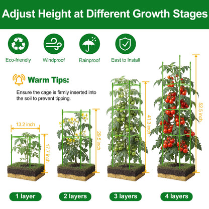 WAENLIR 3 Pack Tomato Cages for Garden, Up to 51 Inch Tomato Trellis for Raised Garden Bed, Plant Stakes for Pots, Durable Tomato Plant Support Garden Stakes for Climbing Plants