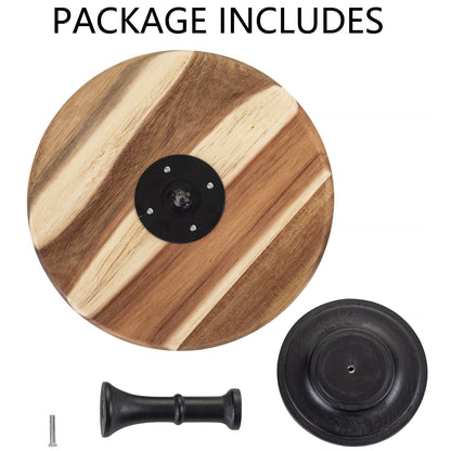 NUPTIO Cake Stand Cupcake Display: Wedding Cup Cake Pedestal Stands Round Acacia Wood Dessert Riser Cookie Serving Tray Vintage Pie Plate Holder Farmhouse Halloween Christmas 11.81 Inch/30cm
