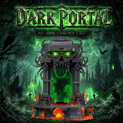 JMBricklayer Dark Portal Building Set for Adults, Gothic Skull Gate with LED Light, Fantasy Demon Door Display Model Kit,Home Office Decor, Halloween Collectible Gift for Gamers Men 1144PCS