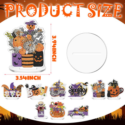 Kosiz 9 Pcs Halloween Diamond Painting Table Decorations Halloween Diamond Art Kits for Adults Double Sided Acrylic Bat Pumpkin Ghost Centerpieces for Tabletop DIY Crafts Gifts Party Decor Home