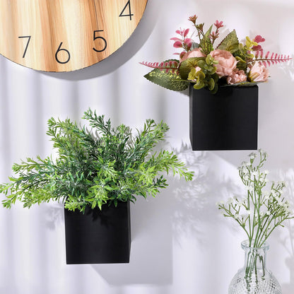 SiliFine 2 Pack Wall Flower Vase Wood Vases for Flowers Wall Planter Box Square Wood Decor Plants Pocket for Outdoor Plants Dried Flowers Greenery Hanging Vase Country Rustic Home Decor