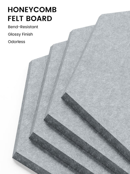 Fluxynara Hexagon Cork Board Alternative for Walls Decor-8-Pack Felt Bulletin Board Tiles,with 30 Pushpins,50 Adhesive Tabs for Office,Classrooms & Home Pin Board Felt Board-Blue Gray