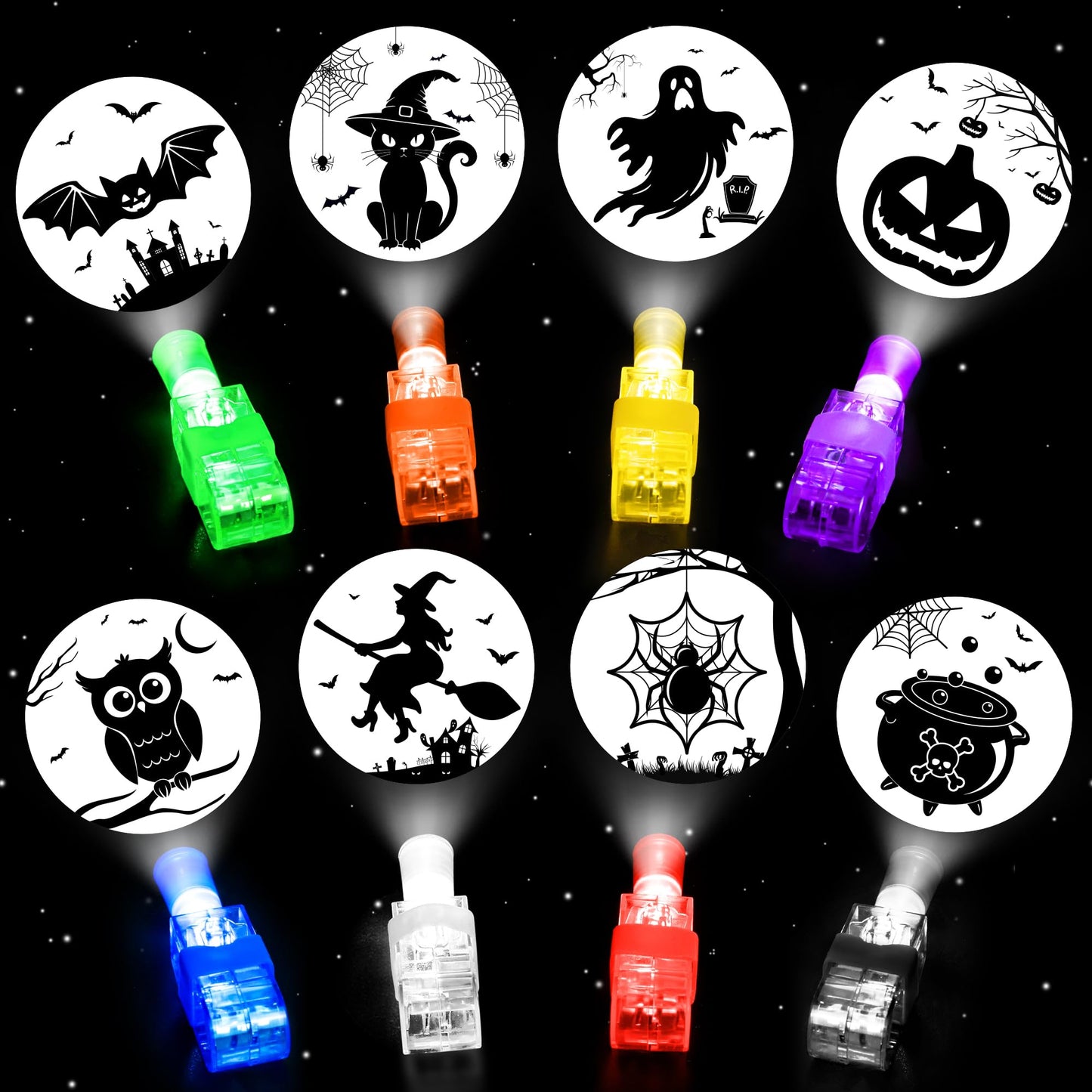 40 Pcs Halloween Party Favors Finger Lights for Kids, Halloween Light Up Toys Bulk Glow in the Dark Halloween Treats Non Candy Goodie Bag Fillers Basket Stuffers Classroom Prizes Trick or Treat Gift