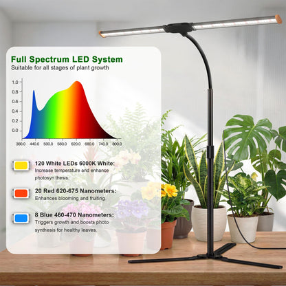 Wotime Grow Light for Indoor Plants,6000K White Sun Spectrum Growing Light Lamp with Red Blue LED for Pot Succulents Seeds, Light Strip Foldable & Height Extendable 9-25'', Auto Timer 4 8 12Hrs