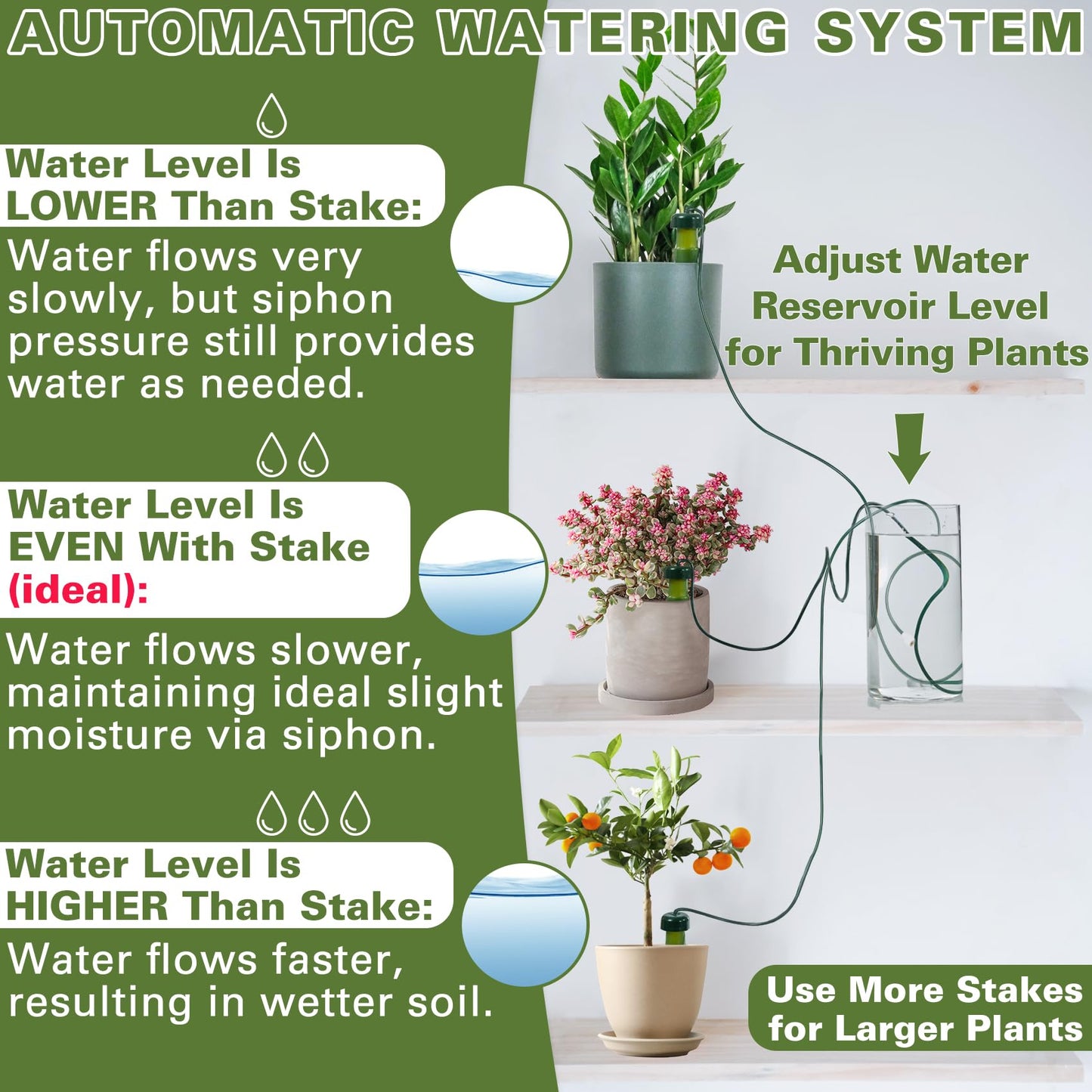 BYDOLL Plant Self-Watering Stakes Automatic Plant Dripper Watering Spikes for Indoor Outdoor Bonsai,Houseplant Insert Devices for Vacation use,Drip Irrigation System(10PCS)