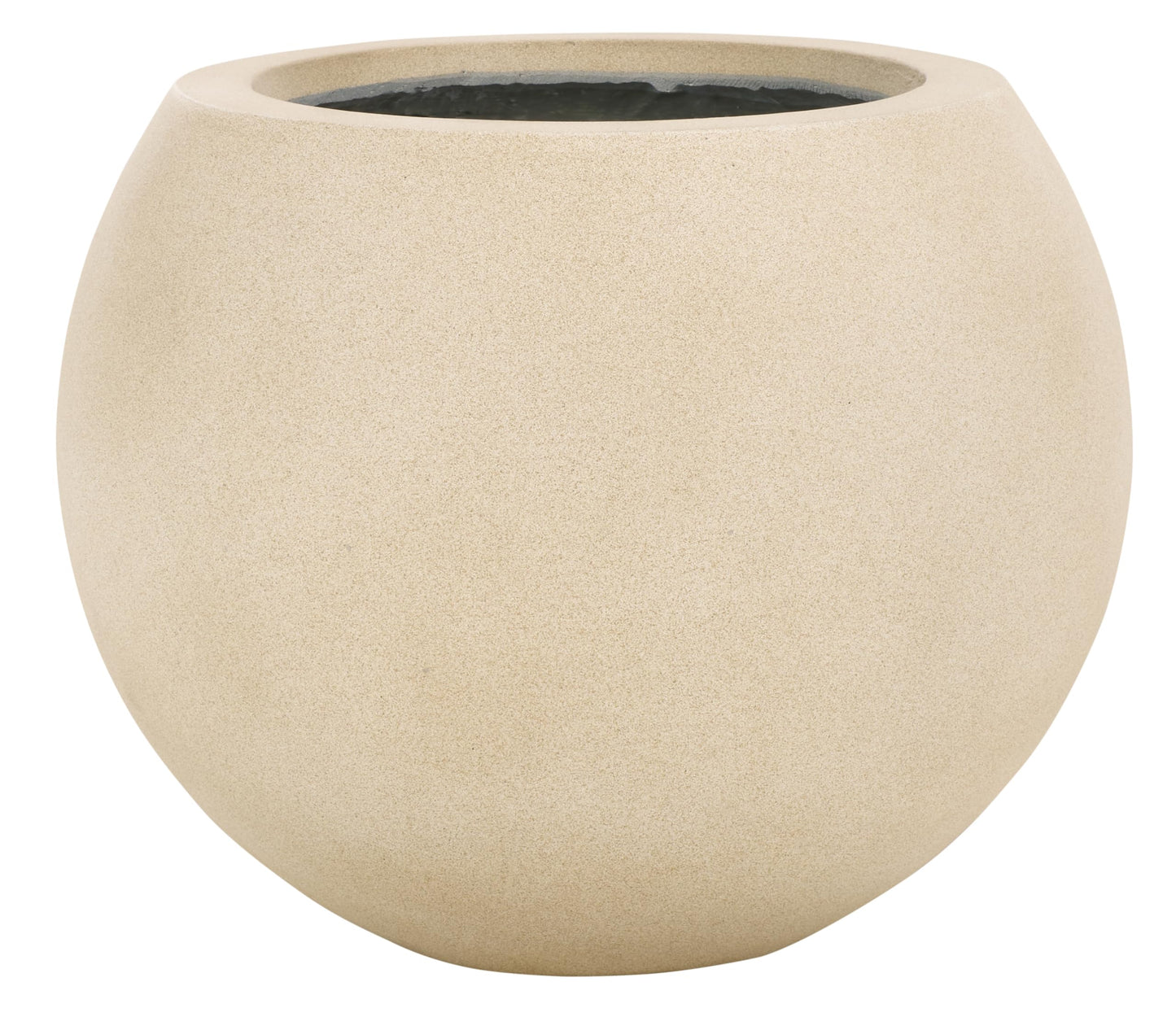 SAFAVIEH Outdoor - Kenslia Beige Ficonstone Planter Pot with Drainage Hole, Frost Resistant Decorative Orb Planter for Patio, Deck, Garden, 15.7" W x 15.7" D x 12.7" H (PAT1518B)