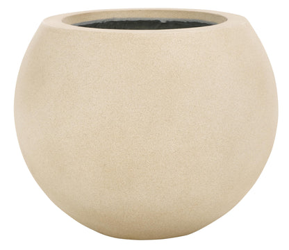 SAFAVIEH Outdoor - Kenslia Beige Ficonstone Planter Pot with Drainage Hole, Frost Resistant Decorative Orb Planter for Patio, Deck, Garden, 15.7" W x 15.7" D x 12.7" H (PAT1518B)