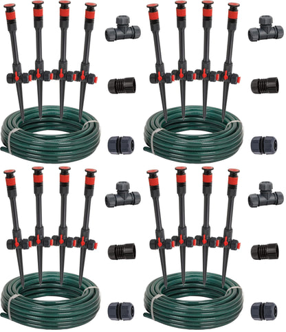 Eden 98063 Multi-Adjustable Flex Design Above Ground Irrigation Garden Sprinkler System,Sprinkler & Hose,DIY Plant Watering Set,(Pack of 4)