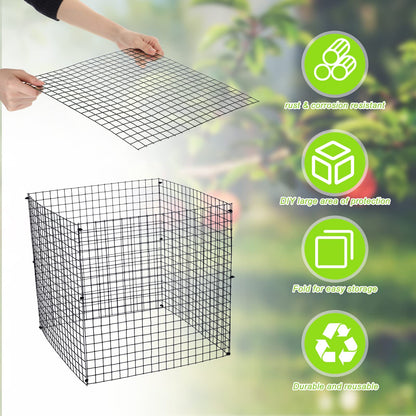 Zubebe 5 Pack Small Wire Plant Protectors Square Plant Protectors from Animals Mesh Cage Chicken Wire Cloche for Shrubs and Vegetables with Ground Stakes and Nylon Ties (12 x 12 Inch)