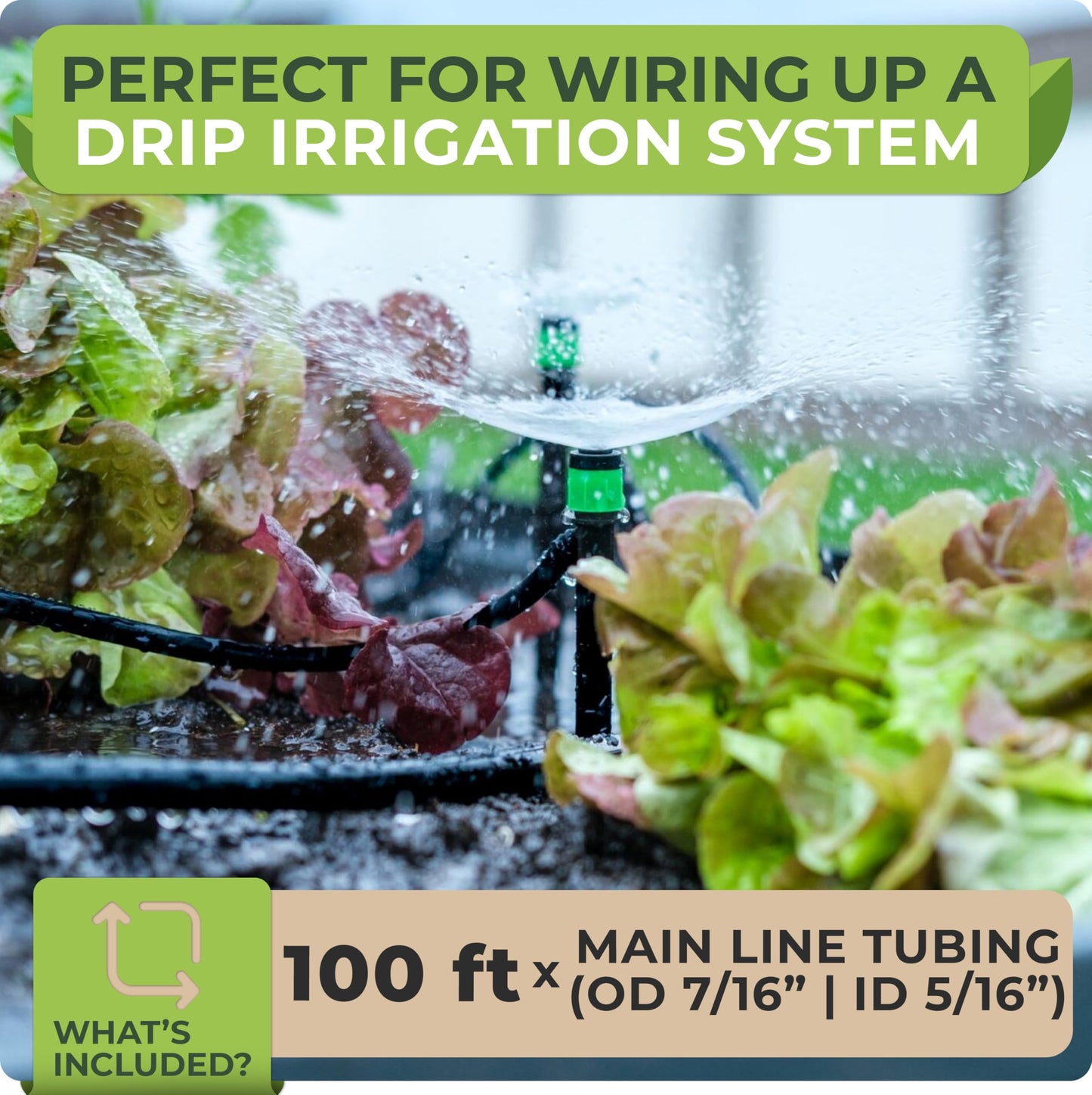 CARPATHEN 100ft Drip Irrigation Tubing - Mainline - (5/16" ID - 7/16" OD) Black PVC Water Line