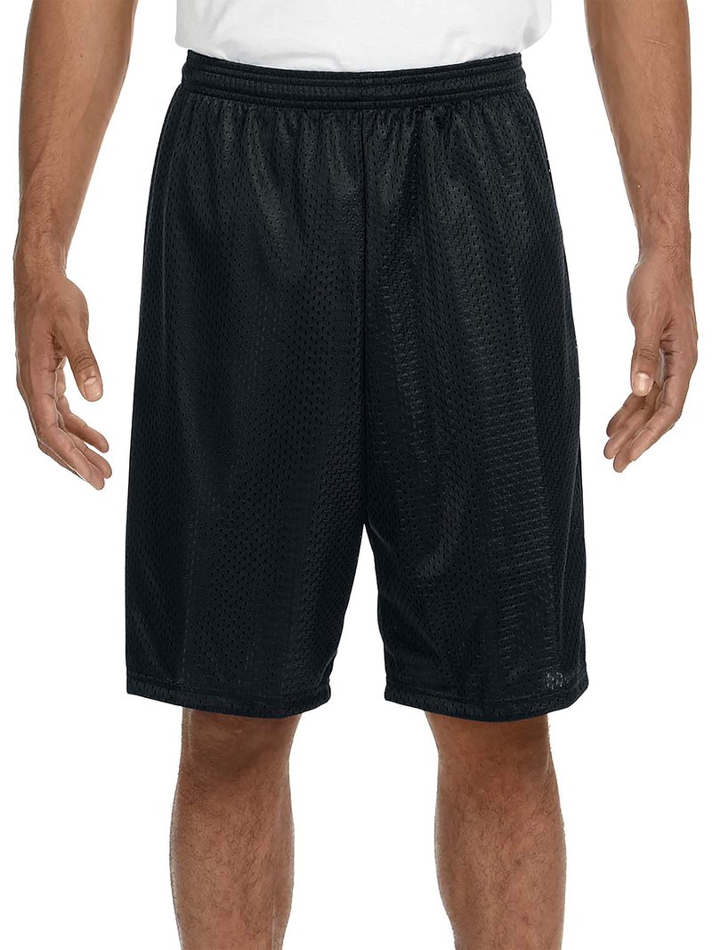 Hat and Beyond Mens Lightweight Basic Mesh Solid Basketball Jersey Workout Fitness Gym Shorts (X-Large, 1ihb01_Black)