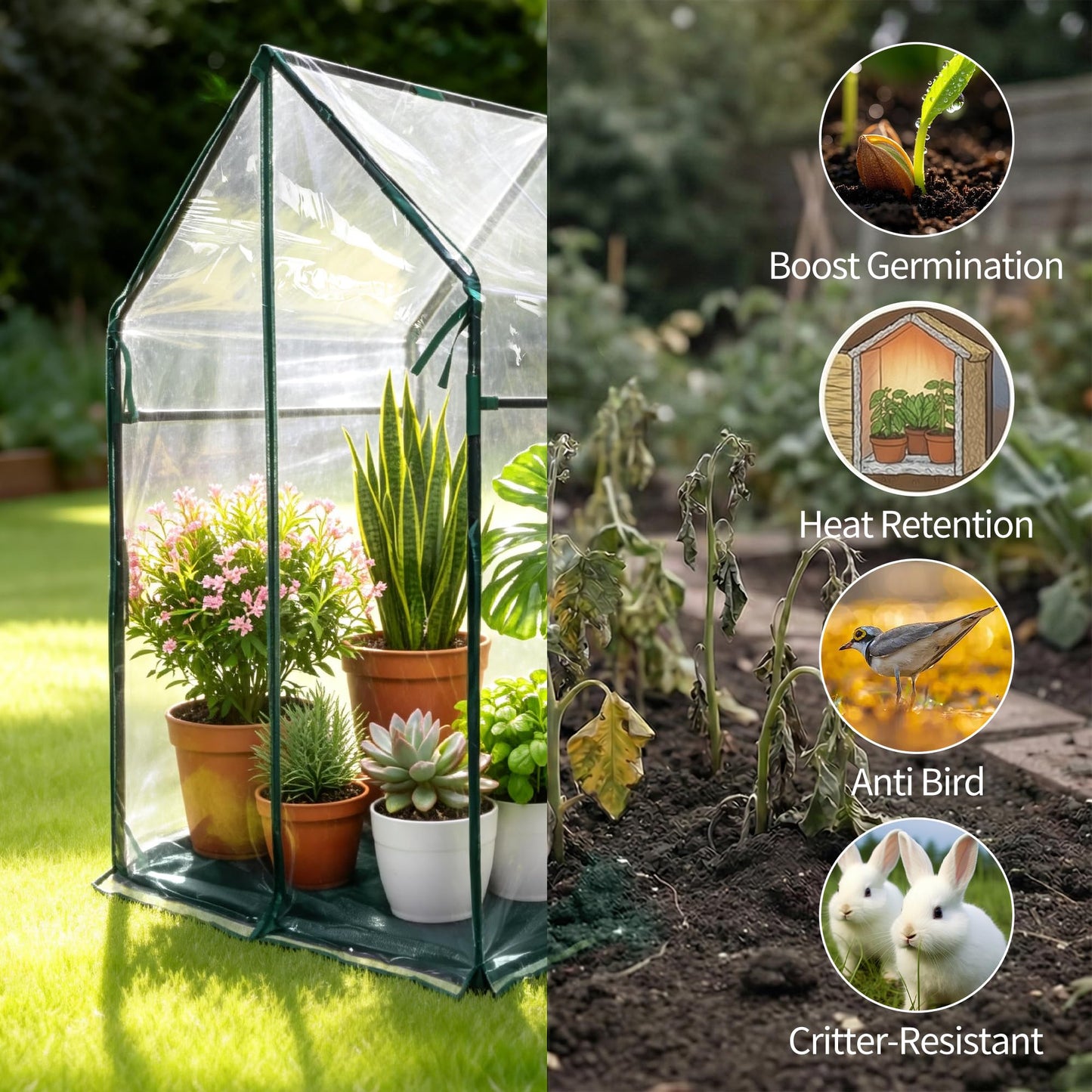 PROWORX Mini Greenhouse 36"x36"x58.5" Plant Cover Tent Seed Starting Waterproof Floor Mat Small Plant Tent for Use on Patio Balcony Porch & Indoors/Outdoors