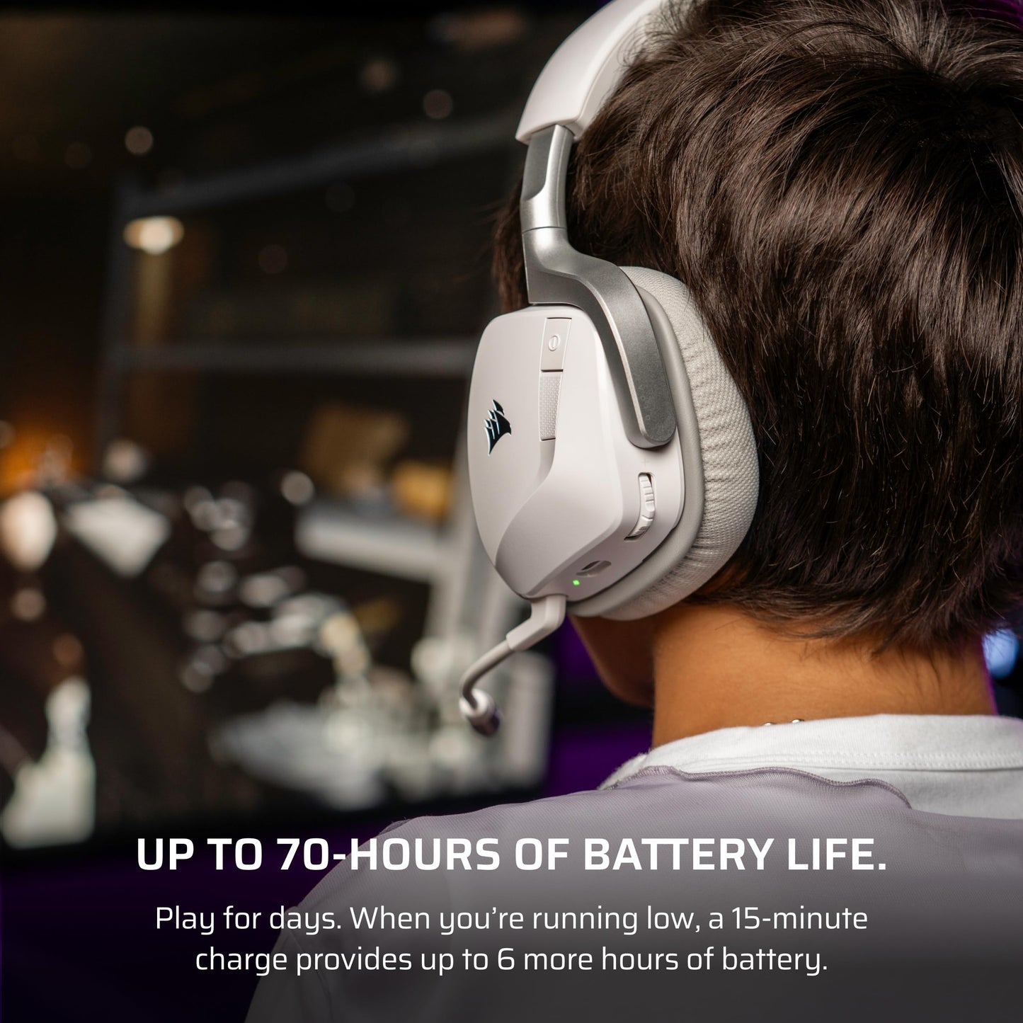 Corsair Void v2 Wireless Gaming Headset with Bluetooth for PC, PS5, PS4, Switch, Mobile – Dolby Atmos, 70 Hr Battery, Dual Wireless, Lightweight, Fast Charging – White