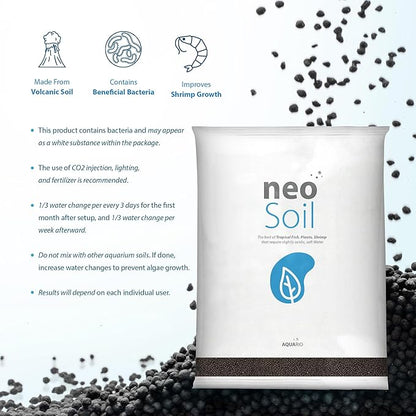 AQUARIO Neo Soil - Shrimp Substrate with Humic Acid, Microelements for Freshwater Planted Tanks, Volcanic Ash Shrimp Substrate, Slighty Acidic, PH Buffering Aquasoil for Planted Aquariums - SHRIMP, 3L
