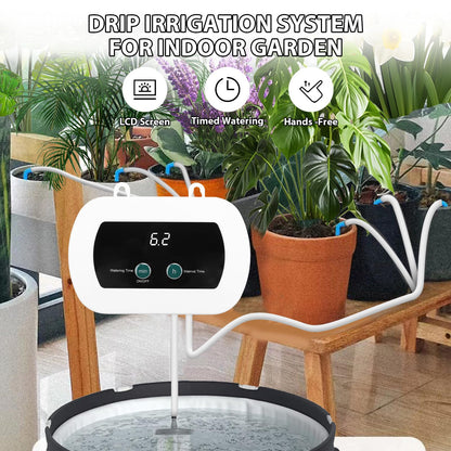 ZJchao Smart Automatic Plant Watering System, 400ml per min Flowrate Programmable Timer Drip Irrigation Kit with LED Display for Indoor Outdoor Garden Office Home Water 10 Potted Plants (BSV-IC201)