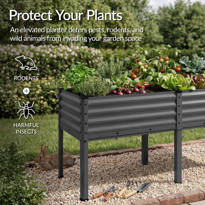 Best Choice Products 72x24x30in Non Toxic Galvanized Raised Garden Bed, Metal Elevated Planter Box, Vegetable Garden, 100% Non Toxic Materials - Charcoal