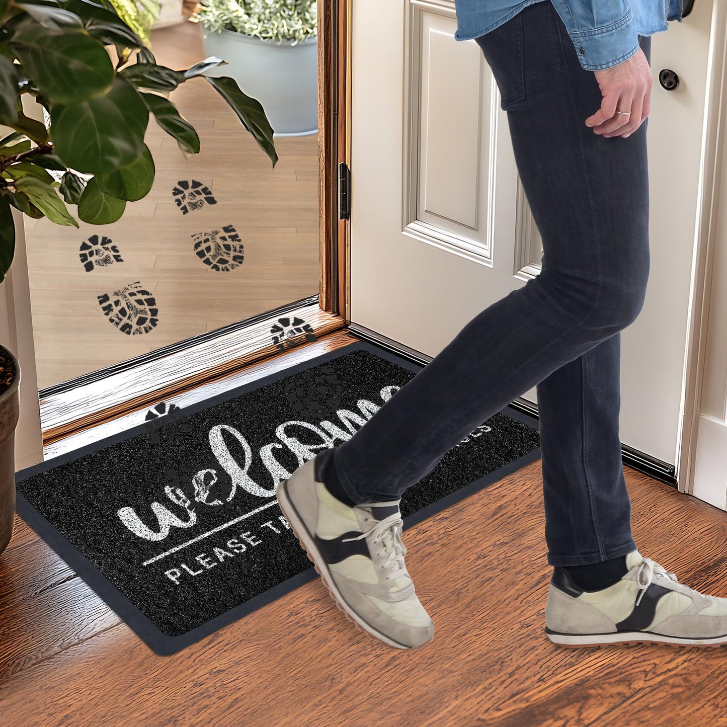 LUUFILx Welcome Door Mat Funny Front Door Mat Outside Indoor Entrance 30 x17.5 Inch Non Slip Floor Doormat Easy to Clean Christmas Black Doormat for Entry Porch High Traffic Areas Patio Yard Garage