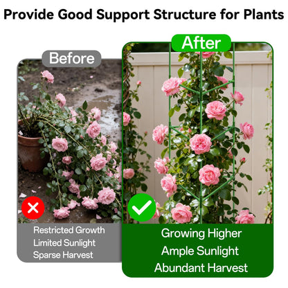 Halatool 57 Inch Tall Tomato Cages, 2 Pack Heavy Duty Metal Plant Supports Stakes for Garden, Adjustable Foldable Steel Trellis for Climbing Plants Cucumbers Peppers Cherry Flowers Vegetables Fruits