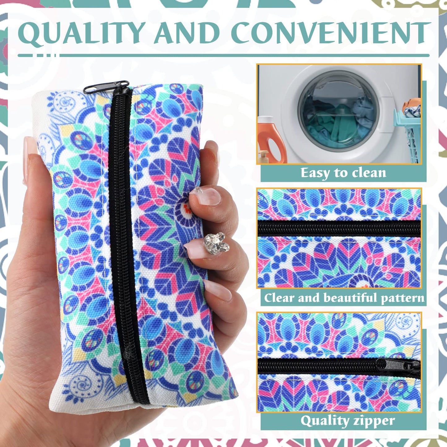 Fabbay 8 Pieces Purse Tissue Holder Reusable Travel Tissue Pouch Fabric Zipper Purse for Bag Car Office Home(Floral)