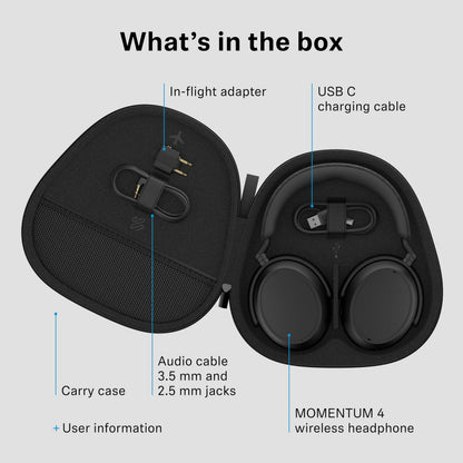 Sennheiser Consumer Audio Momentum 4 Wireless Headphones - Bluetooth Headset for Crystal-Clear Calls with Adaptive Noise Cancellation, 60h Battery Life, Lightweight Folding Design - Black/Copper