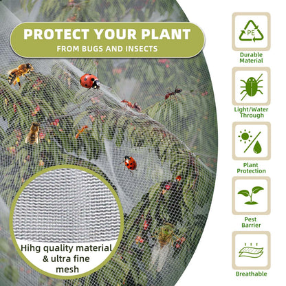 Bird Netting for Garden Protection, CANAGROW 4 Pack Garden Plant Mesh Covers Bags with Drawstring, Insect Bird Barrier Bug Netting for Fruit Blueberry Bushes Vegetable Flower (3.3x4.9FT)