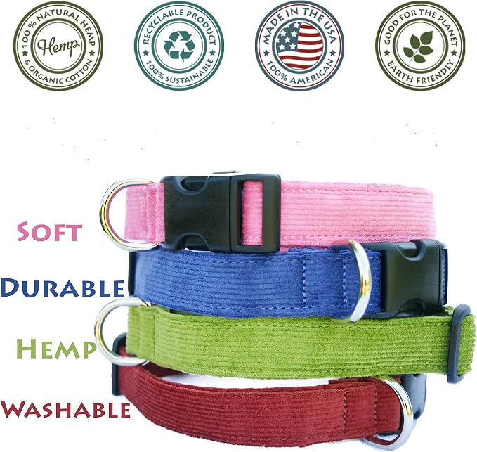 Hemp Corduroy Dog Collar - No Pattern (1" Large, Bronze)