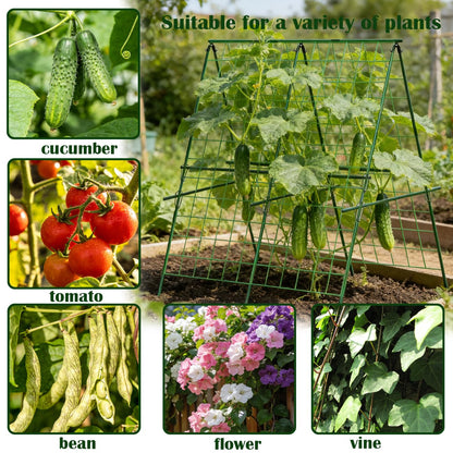 Cucumber Trellis, A-Frame Sturdy Garden Trellis for Raised Bed, Plant Support for Climbing, Plant Trellis for Bean Pea Rose Vine Plants, Plant Grow Support for Outdoor Raised Bed
