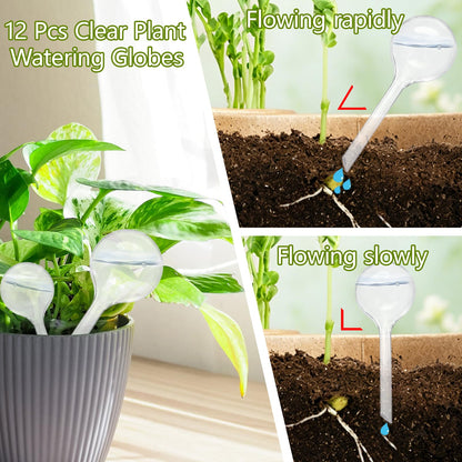 Anyumocz 12 Pcs Clear Plant Watering Globes,Plastic Self-Watering Bulbs,Flower Automatic Watering Bulbs for Plants Indoor,Outdoor,Flowerpot,Home Garden(2 Size)