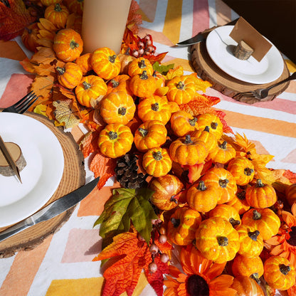 Winlyn 48 Pcs Mini Artificial Orange Pumpkins Fall Rustic Harvest Faux Foam Pumpkins 1.8" 2.1" for Thanksgiving Table Centerpiece Halloween Party Autumn Home Wedding Baby Shower Wreath Bowl Fillers