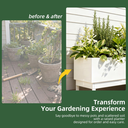 Worth Raised Metal Planter Box with Legs, 30"x12.5"x24" Elevated Garden Bed for Indoor & Outdoor Use – Glossy White Galvanized Steel Planter with Drainage Hole & Plug for Vegetables, Flowers & Herbs
