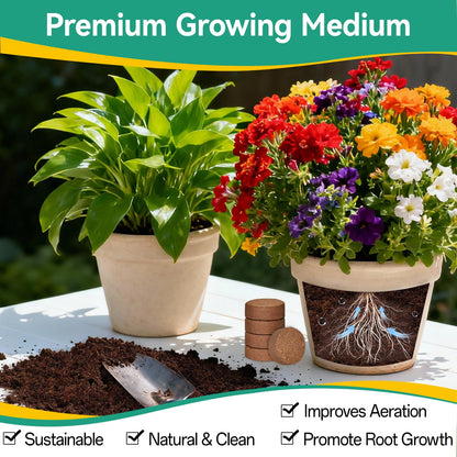 ZeeDix 50 Pcs 30mm Organic Coco Coir Pellets for Seed Starter, Compressed Coconut Coir Potting Soil for Planting, Garden Soil for Indoor Outdoor Plants Bonsai Herbs Flowers Vegetables