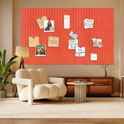 15 Pack Felt Bulletin Board, 35" x 59" Large Orange Pinboard with 30 Push Pins, Felt Pin Board, Self-Adhesive Cork Board Tiles for Home, Office Walls, School Classroom Message Photos Display