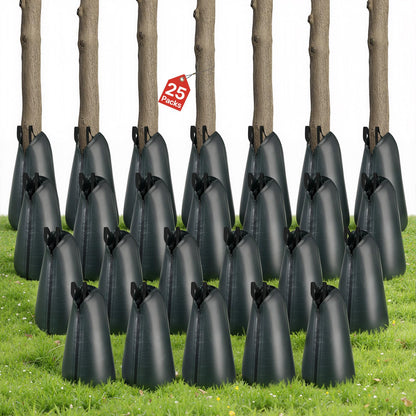 VEVOR Tree Watering Bags Slow Release 20 Gallon 25 Pack, 3-4 Hours Tree Water Bag, Heavy Duty PE Tree Drip Irrigation Gator Bag with Zipper, Durable & Reusable Deep Root Shrub Watering Bag