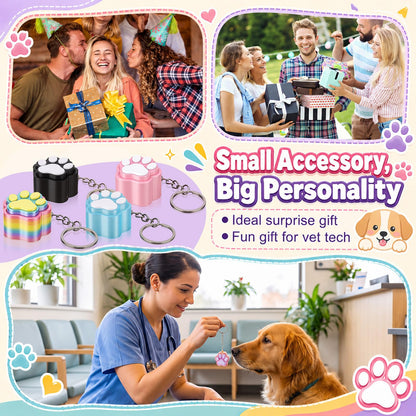 Kenning 12 Pcs PET Paw Clicker Fidget Keychain Bulk 3D Printed Sensory Clicker Fidget Toys Stress Relief Paw Print Keychain Gifts for Adults Graduation Party Favors Birthday Goodie Bag Stuffers