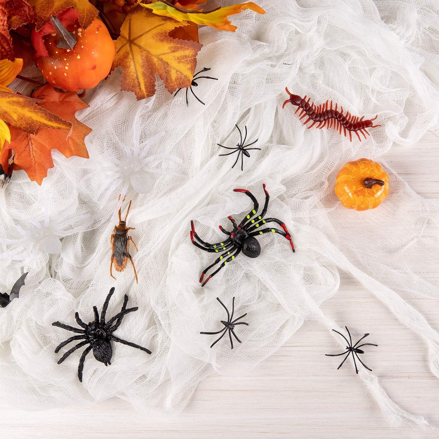Waline Halloween Spooky Scary Cloth 41.6 x 7.2 Ft - White Gauze Fabric Decorations for Haunted House, Indoor/Outdoor Doorways & Entryways - Creepy Fabric Party Supplies